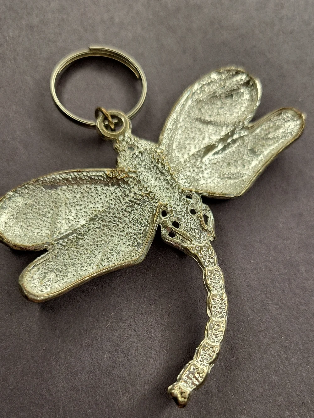 Dragonfly Keyring Charm with Crystal & Mother-of-Pearl Inlay